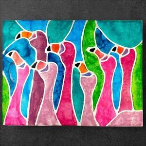 “Fun Crowd” Original Melted Crayon Artwork On Flat Canvas 12x16”
